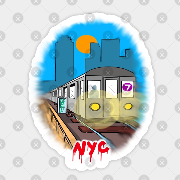 NYC Subway Series 7 Train Sticker by EZPAINT